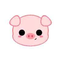 a cartoon drawing of a pig 's face with big black eyes