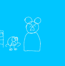 a blue background with a drawing of a mouse with the letter ld on its face