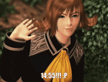 a picture of a girl with the time 14:55 on the bottom