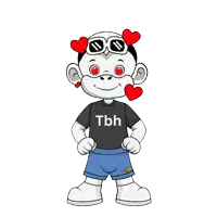 a cartoon character wearing a shirt that says tbh on it