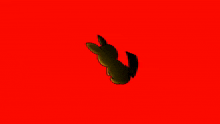 a red and yellow explosion with a black center on a black background