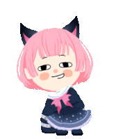 a girl with pink hair and black cat ears