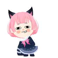 a girl with pink hair and black cat ears