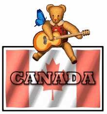 canada flag canadian flag canada sticker canadian teddy bear teddy bear with guitar