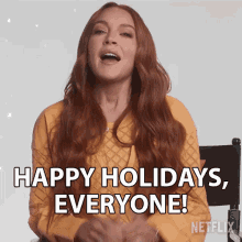 Happy Holidays Everyone Sierra Belmont GIF - Happy Holidays Everyone Sierra Belmont Lindsay Lohan GIFs