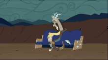 a cartoon of a dragon sitting on a couch with popcorn