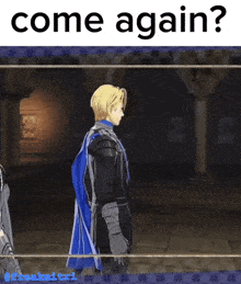 a screenshot of a video game with the words come again on the top
