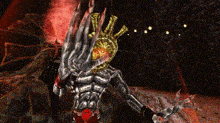 a computer generated image of a monster with sharp claws and a glowing head .