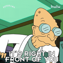 its right in front of you professor hubert j farnsworth futurama its right in your face its literally in front of you