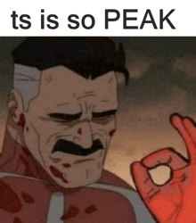a man with a mustache is giving an ok sign with his hand .