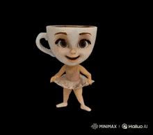 a cartoon of a ballerina holding a spoon and a cup of cereal