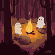 cute ghost halloween flame happy halloween