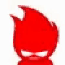 a red cartoon character with a flame on his head and a bow tie .