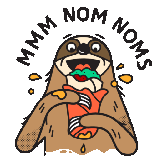 Sloth Eating Burrito Sticker - Lethargic Bliss Nom Noms Hungry Stickers