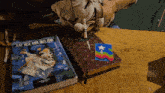 a book with chinese writing on it sits on a table