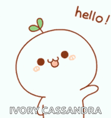 a cartoon character with a plant on its head says hello ivory cassandra