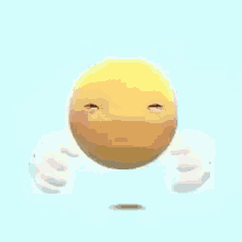 a cartoon smiley face is flying through the air with a thumbs up .
