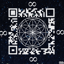 a qr code with a flower of life and infinity symbols