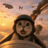 a cat wearing a pilot 's helmet flies through the air