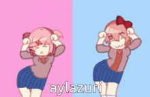 a cartoon of a girl dancing with aylazuri written on the bottom