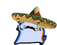 a cartoon character wearing a sombrero and a mustache .