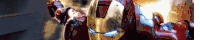 a close up of iron man 's helmet with a light on it