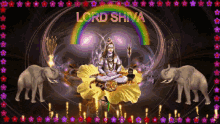 a picture of lord shiva surrounded by elephants