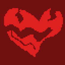 a pixel art of a red heart with a blue drop coming out of it