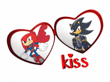 a picture of knuckles and shadow with the word kiss underneath