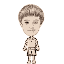a black and white drawing of a boy with an angry face .