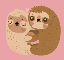 sloths hugging