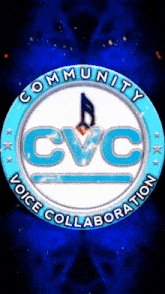 a logo for community cvc voice collaboration with a blue background