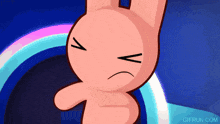 a cartoon bunny with a sad face and the website gifrun.com