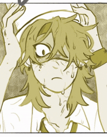 a drawing of a person with long hair and a tear running down their face