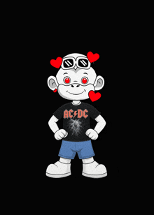 a cartoon character wearing a black shirt that says ac/dc