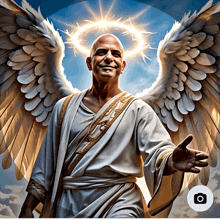 a man with wings and a halo on his head