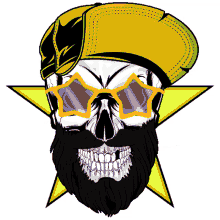 neonuke bearded man face logo