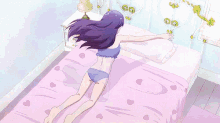 Ruri Hibarigaoka ベッド　転んだ　疲れた　パンツ GIF - Ruri Hibarigaoka Embarrassed Bed GIFs