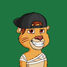 a cartoon illustration of a lion wearing headphones and a hat