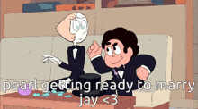 pearl is getting ready to marry jay < 3 in a cartoon