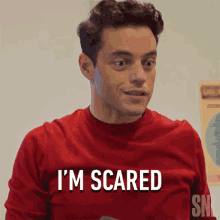 Im Scared Rami Malek GIF - Im Scared Rami Malek Saturday Night Live GIFs