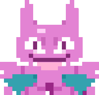 a pixel art drawing of a pink monster with wings