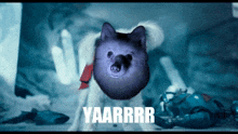 a picture of a dog with yaarrr written on the bottom