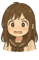 a cartoon of a girl with brown hair making a funny face