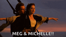 a man is carrying a woman on his shoulders in a scene from titanic .