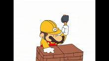 a cartoon drawing of mario holding a hammer
