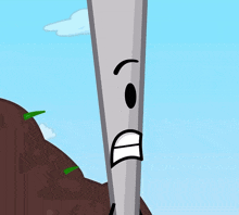 a cartoon drawing of a sword with a face on it