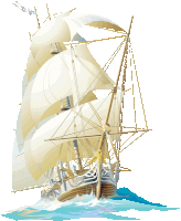 an illustration of a sailboat with a blue flag on top