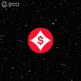 a red circle with a dollar sign in a diamond