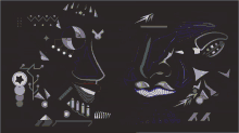 a colorful drawing of a face with the letters y and y on it